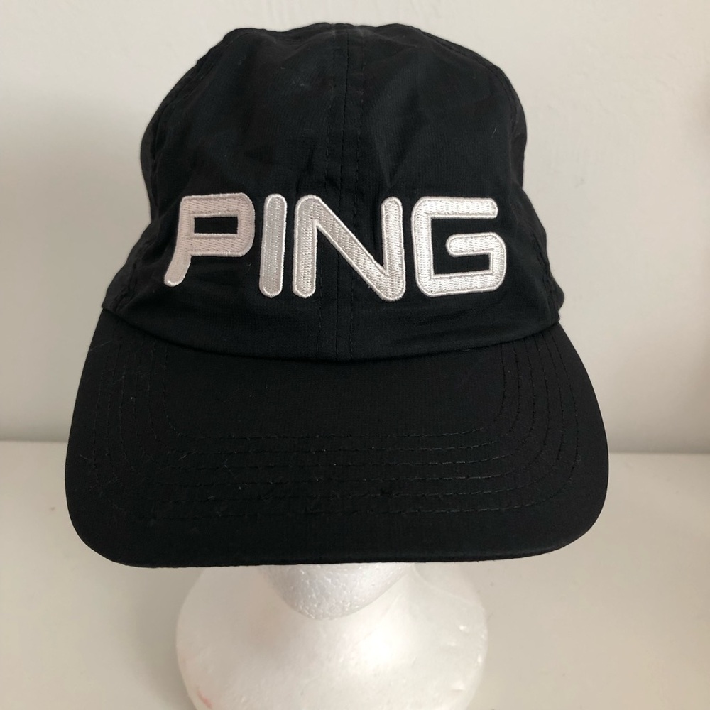 Ping Black Nylon Cap with White Embroidered Logo